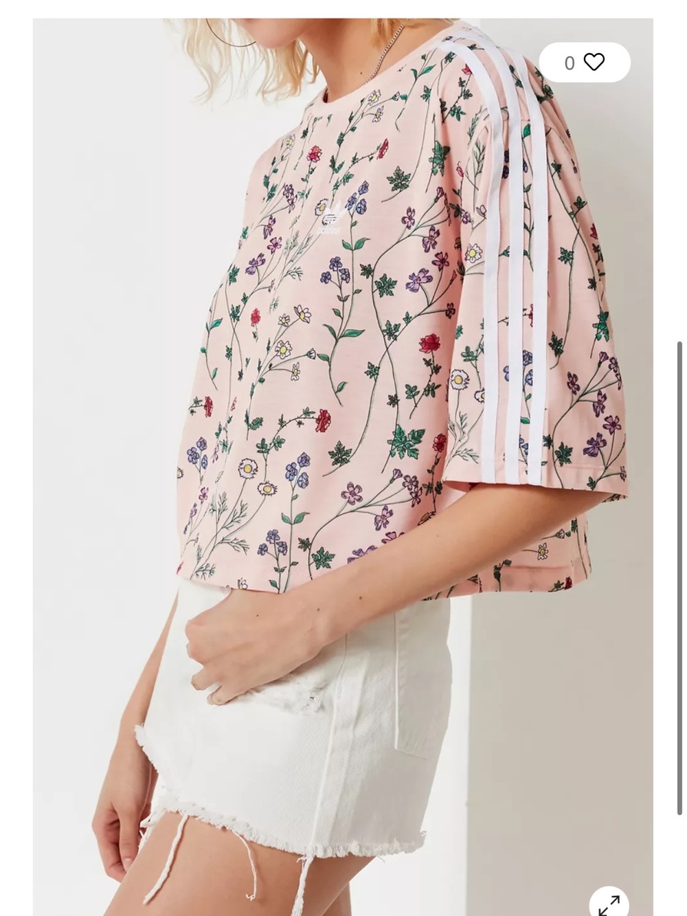adidas Originals Floral Cropped Tee - Size S